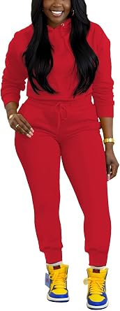 HBQ 2 Piece Outfits For Women Sweatsuits Sets Hooded Tracksuit Long Sleeve Pullover Jogger Sweat Pants Set