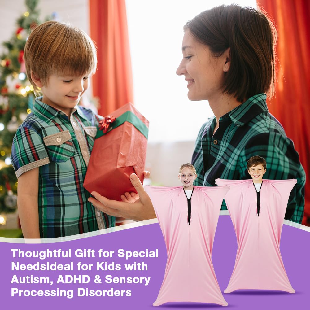 Calzino per Tutto Il Corpo, 116x69cm Full-Body Wrap Elastic Body Sox, Calze Elastiche Sensoriali per Alleviare Lo Stress per I Bambini con Autismo e Ansia, Rosa, M