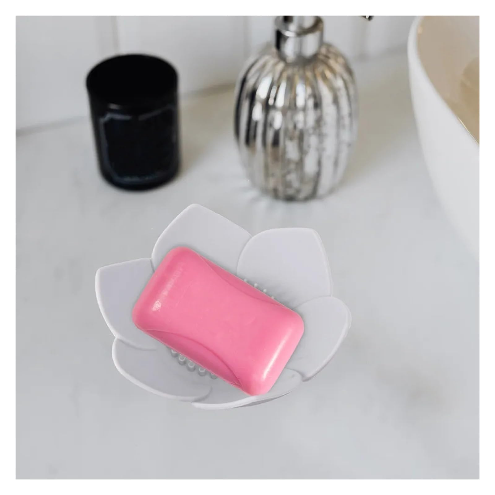 Jabonera De Silicona con Forma De Flor, Bandeja De Drenaje Flexible, 2 Uds. | Silicona antideslizante, drenaje rápido, plegable y plegable, aspecto decorativo