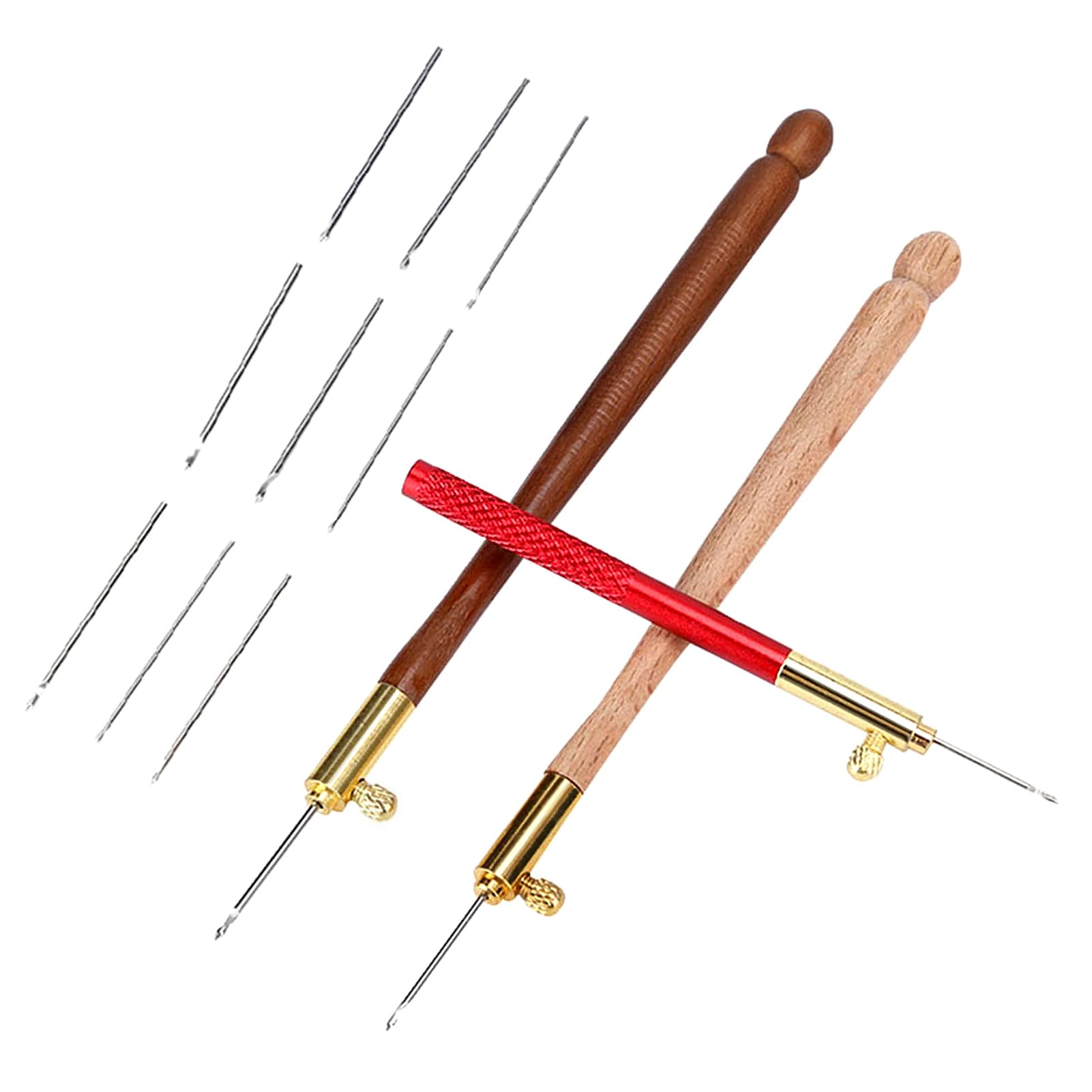 Tambour Hook with 9 Needles (0.7mm, 1mm, 1.2mm), Embroidery Crochet Hooks Ergonomic Handles Latch Beaded Needle for Embroidery Beading Knitting DIY Sewing Tool