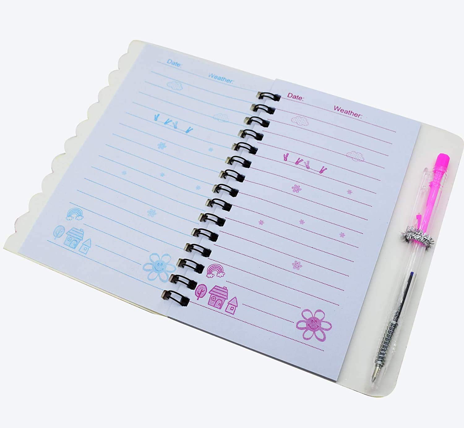 Aarvi Unicorn Theme Combo of 6 Items Stationery Set with A4 Unicorn Folder, Spiral Diary, 6 in 1 Fur Pen & Water Sparkle Pens, Fancy Eraser & Key Chain for Kids Birthday Return Gifts 3