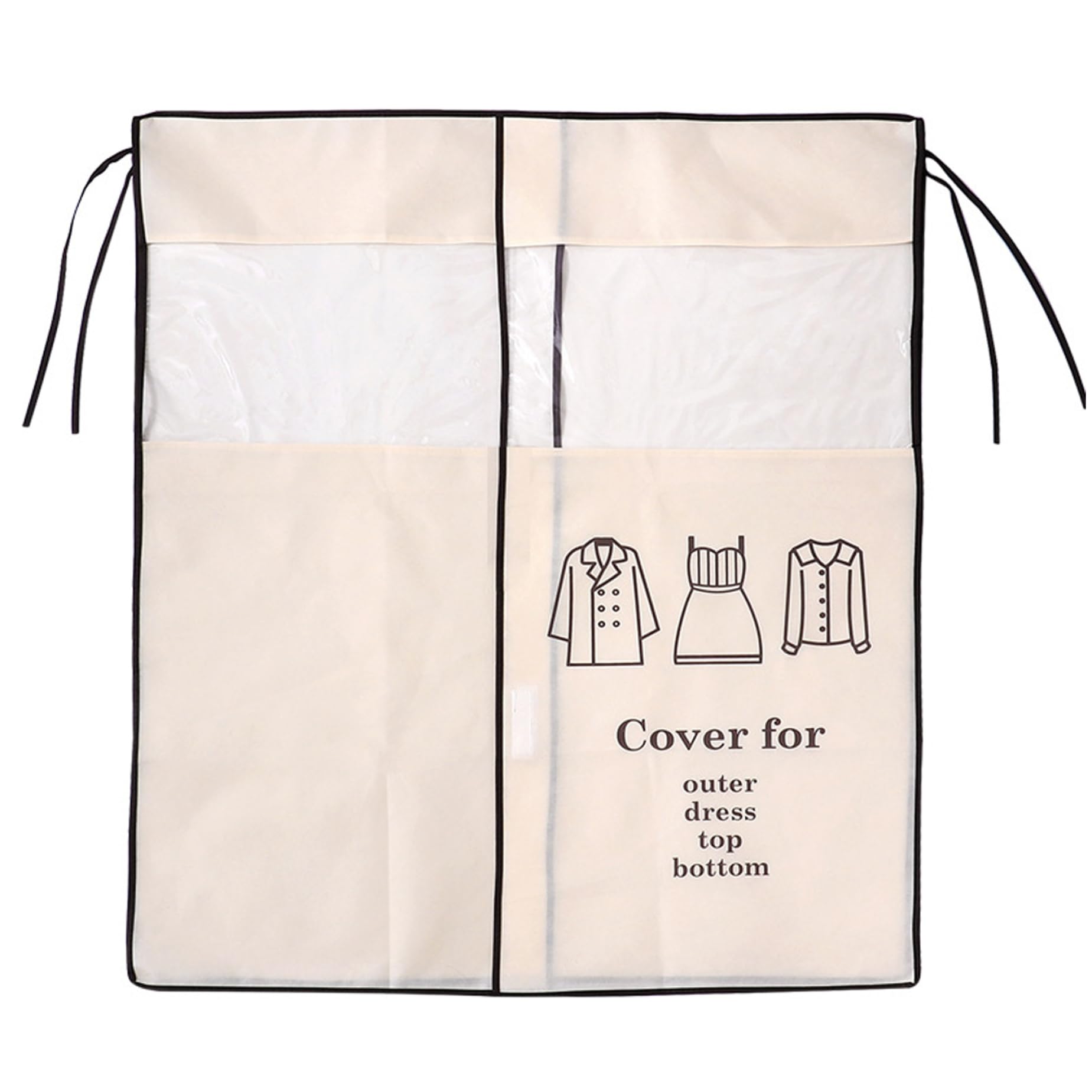 Clothes Rail Cover, 35.43x43.31" Dustproof Non-Woven Fabric Garment Rack Cover, Hanging Pocket Clothes Dust for Shirts Suit Coat Home Bedroom