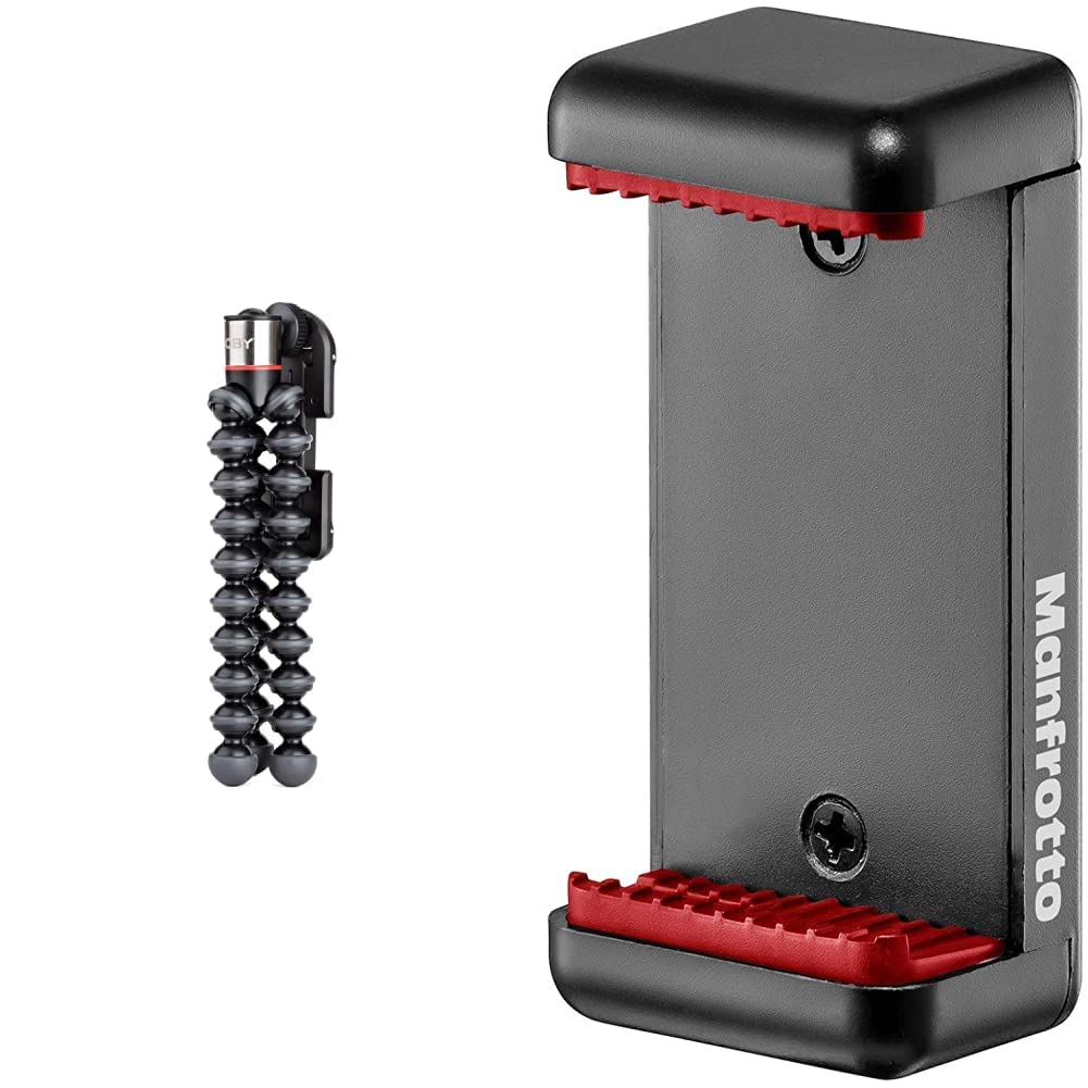 Joby Griptight One Gp Treppiede Supporto Telefono Universale/Treppiede Gorillapod Flessibile Per Smartphone E Iphone & Manfrotto MCLAMP - Attacco Universale per Smartphone, Compatto, Pieghevole