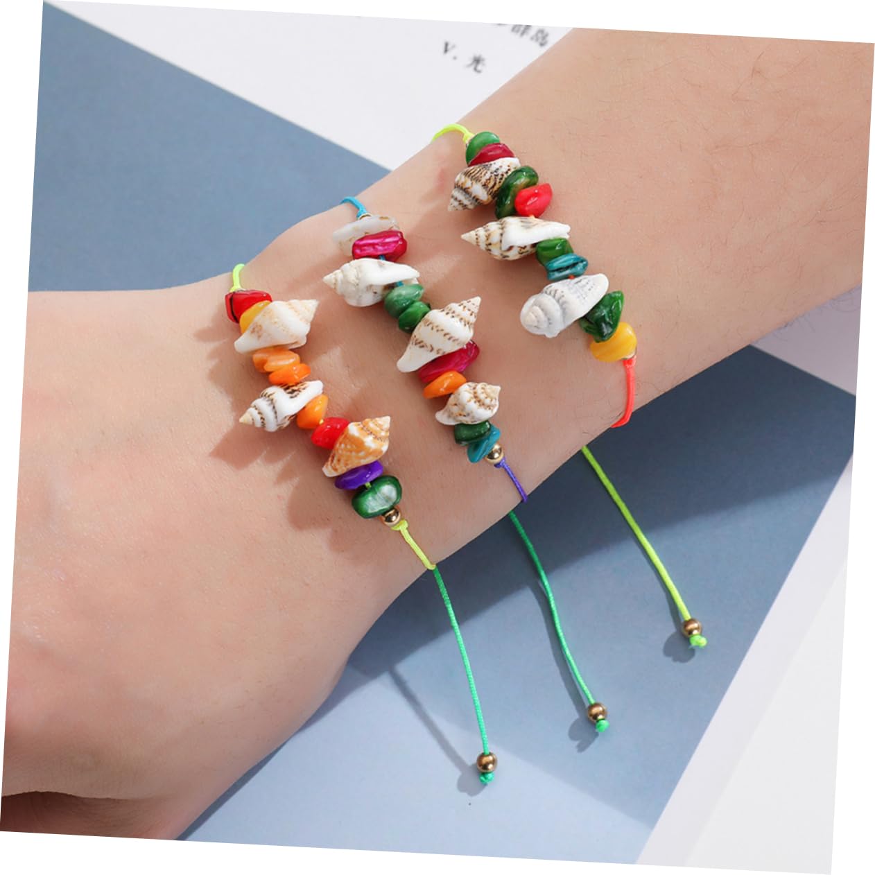 SHERCHPRY Juego De 5 Pulseras De Cuentas De Concha Para Mujer Joyería De Playa Ligeras Y Agradables Para La Piel 12 Unidades X 5