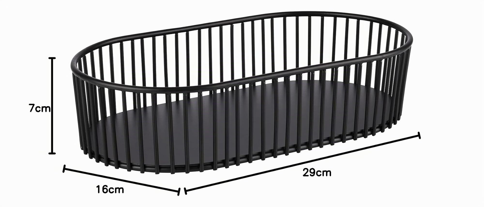 APS Cestino Urban, 29 x 16 cm, altezza: 7 cm, ovale, in metallo, nero