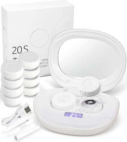 ofone Limpiador de lentes de contacto, máquina de limpieza ultrasónica de lentes de contacto con cargador USB, pantalla de temporizador y kit de 5