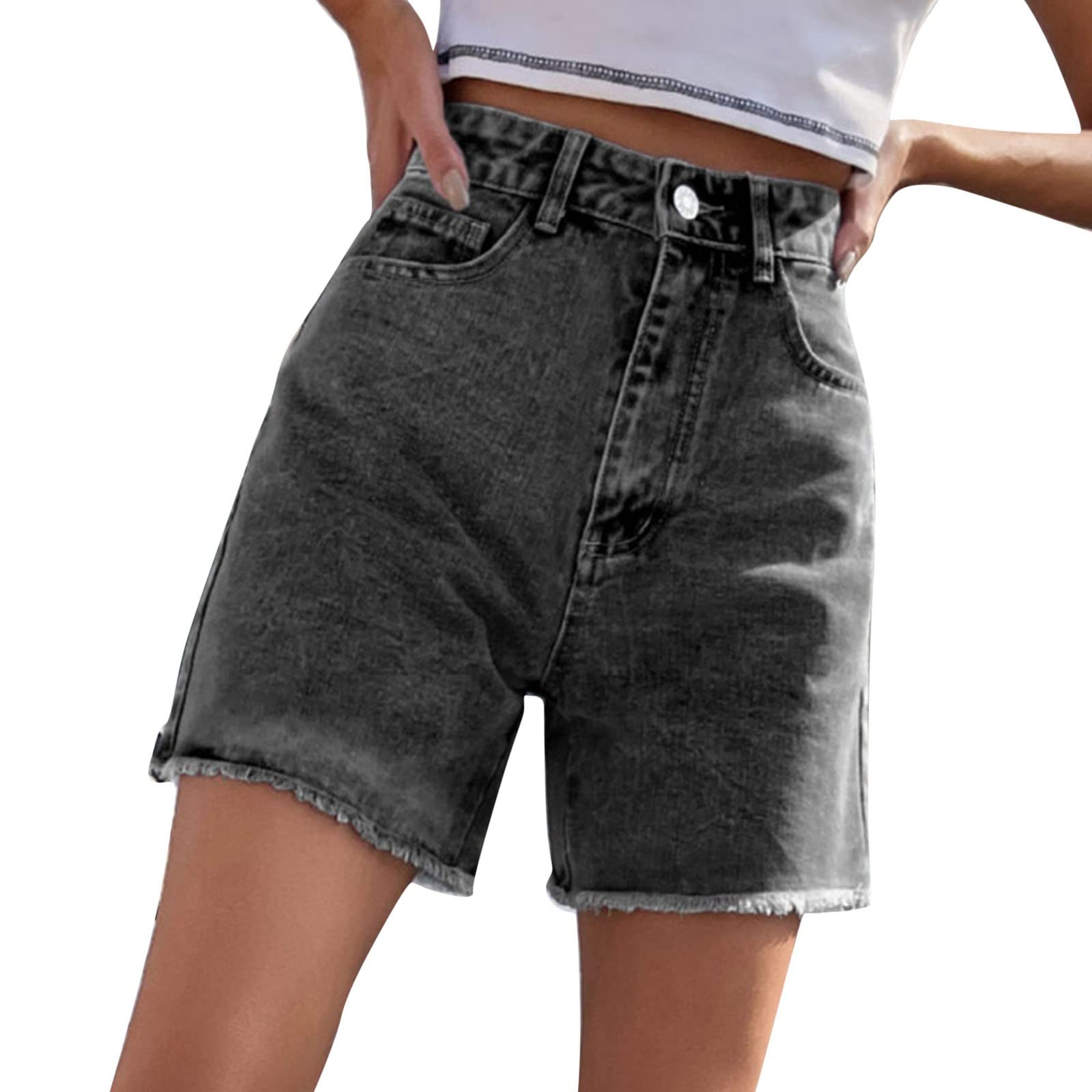 Short en jean taille élevée avec poches confort