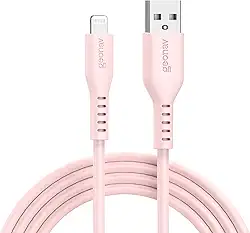 Geonav Cabo de Silicone USB-A para Lightning, carregamento até 12W, Silicone resistente, 1,5m, ESLISPK, Rosa