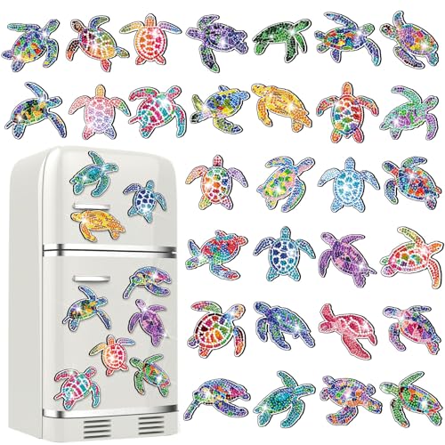 Remuuly 30 Pcs Turtle Diamond Painting Magnets Beach Diamond Art Magnet Kit
