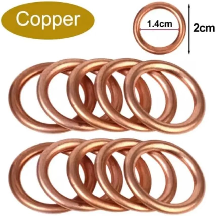 Car Oil Pan Drain Gasket Drainage Bolt Pad Aluminum/Copper Oil Drain Plug Gasket Replaceable Accessories For Volkw For Aud Parts(Copper Gaskets,100pcs)