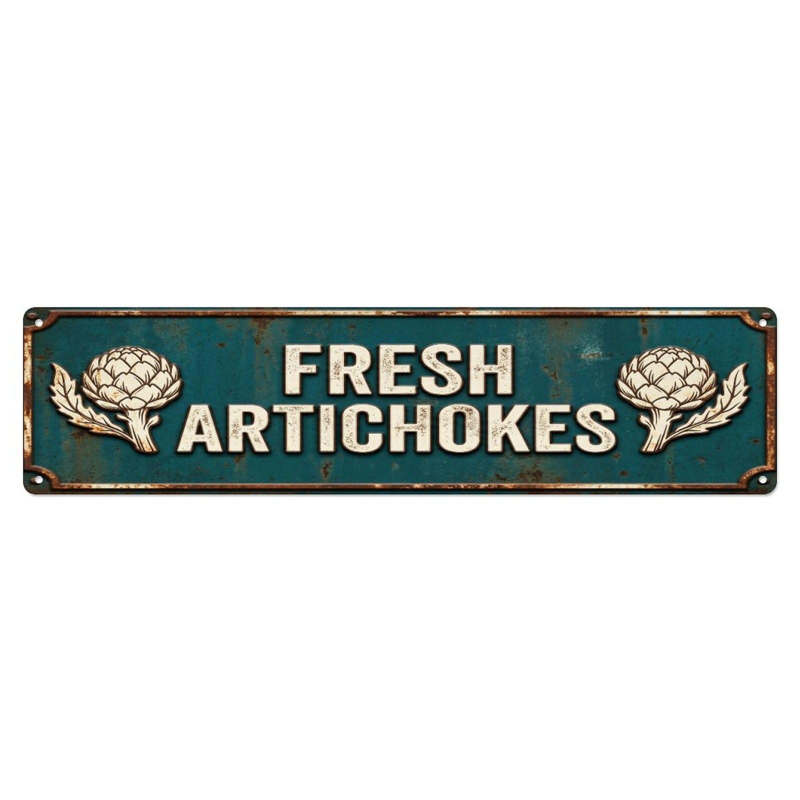 Metal Tin Sign FRESH ARTICHOKES Vintage Vegetable Rustic Farmhouse
