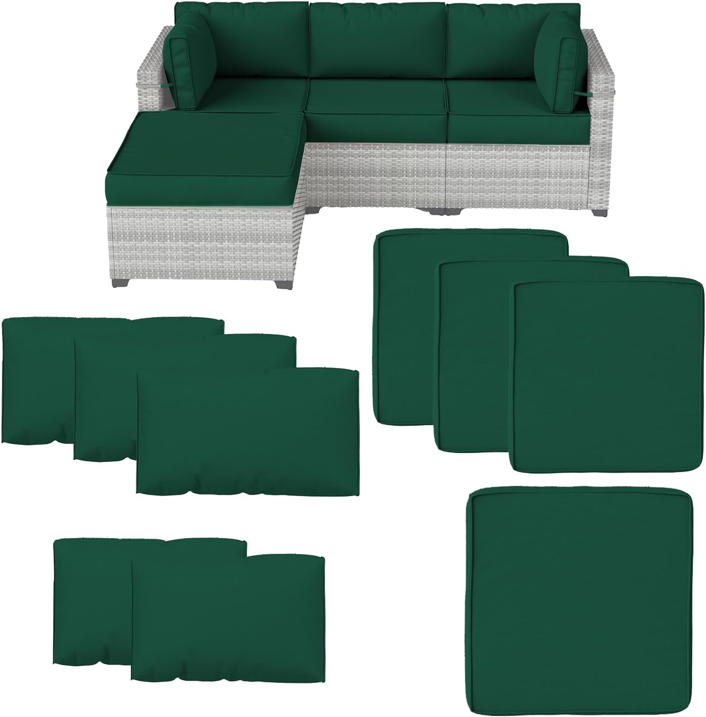 9 Pcs Outdoor Patio Furniture Cushion Covers Replacement,Stretch Patio Cushion Covers for Patio Furniture Cushion Covers, Outdoor Couch & Sofa Slipcovers with YKK Zippers(Lake Blue-Covers Only)