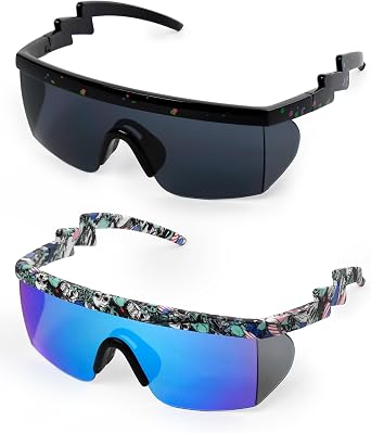 Vintage Semi-Rimless Sunglasses with 80s 90s Design, Multicolored Transparent Lenses for Unisex Fashion