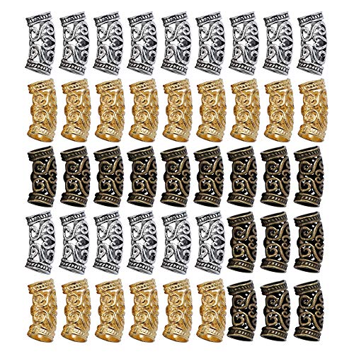 45 Pieces Dreadlocks Braid Hair Heads Hair Tube Beads Hair Braiding Jewelry Hair Decoration Accessories