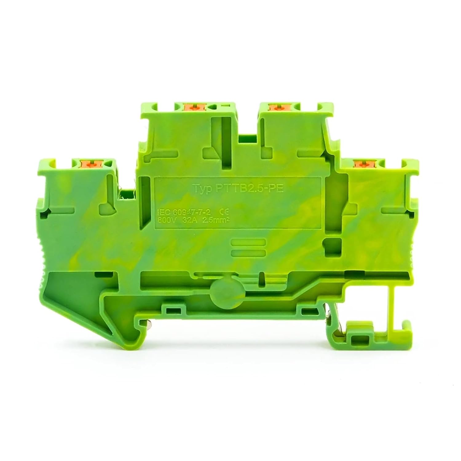10Pcs Quick-Install DIN Rail Terminal Block 2.5mm², PTTB 2.5-PE Double Layer Grounding, Space-Saving for Control Cabinet Wiring