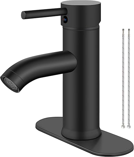 Airuida Grifo mezclador de acero inoxidable de una sola manija con boquilla circular y boquilla circular para lavabo