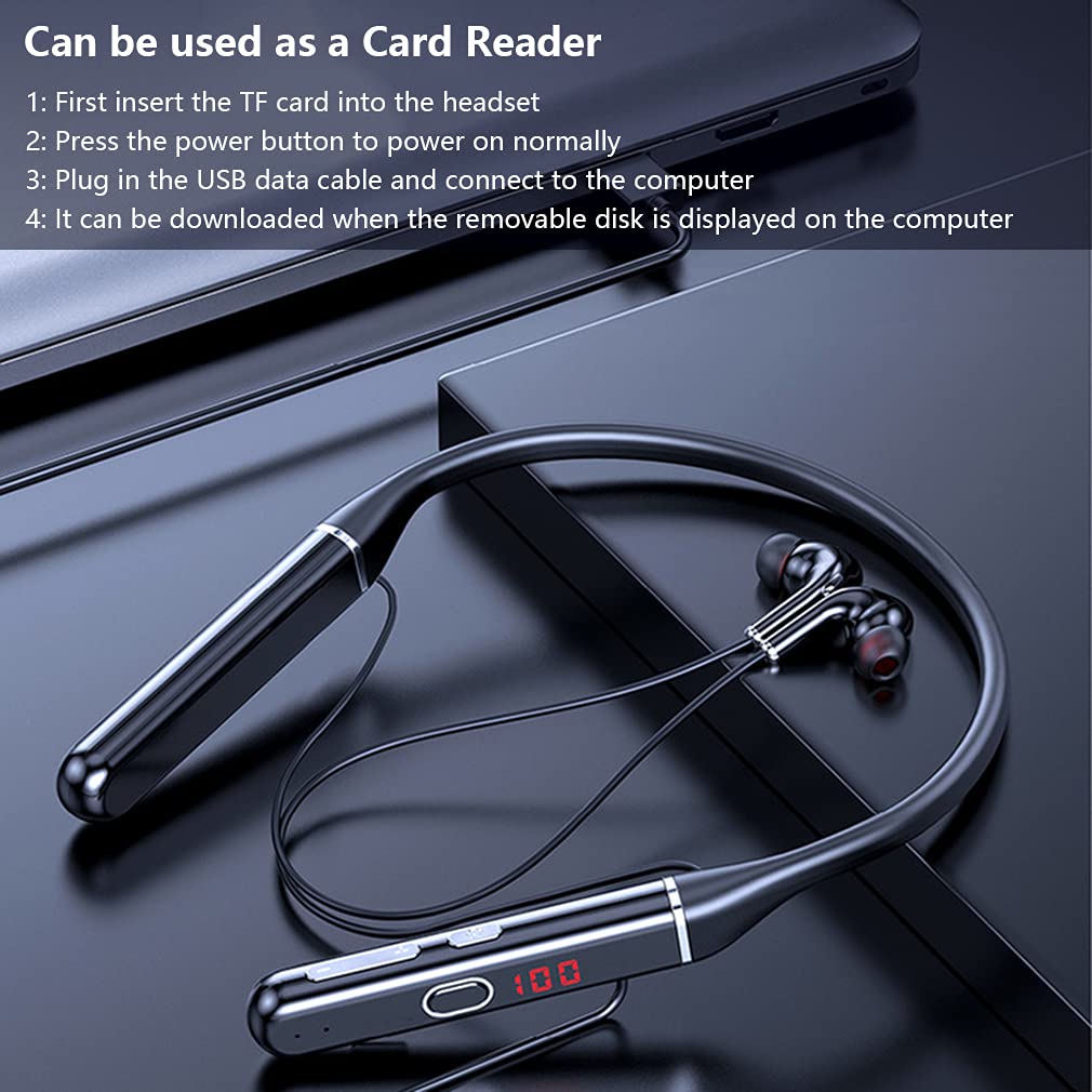Słuchawki Bluetooth z pałąkiem na kark HIFI bezprzewodowe magnetyczne słuchawki douszne, lekkie słuchawki stereo, sportowy zestaw słuchawkowy z wyświetlaczem poziomu baterii, do biegania,