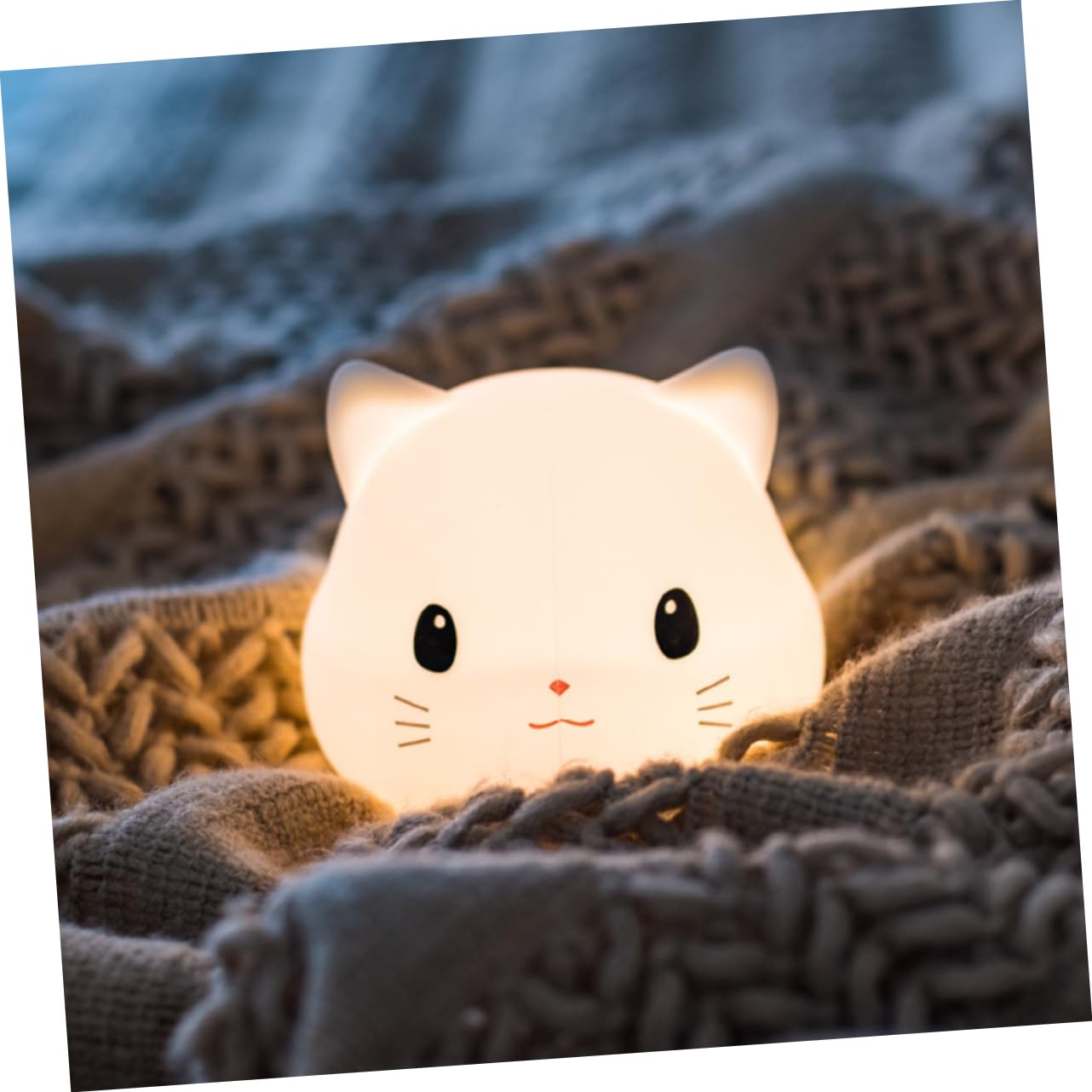 OSALADI Lampada da Notte Gatto in Silicone Usb, Luce per Camera Bianca
