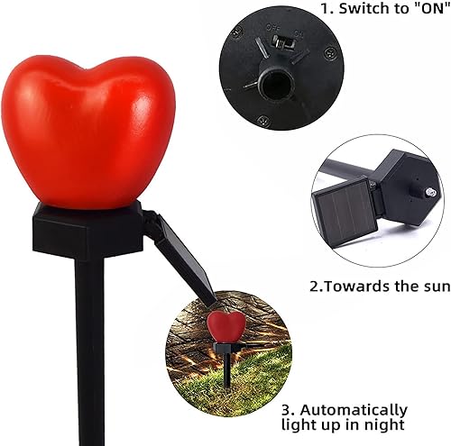 Miniatura 7 de Kidyawn Decoración del día de San Valentín luz solar en forma de corazón luz de jardín luz de ambiente lámpara de inserción de tierra regalos para
