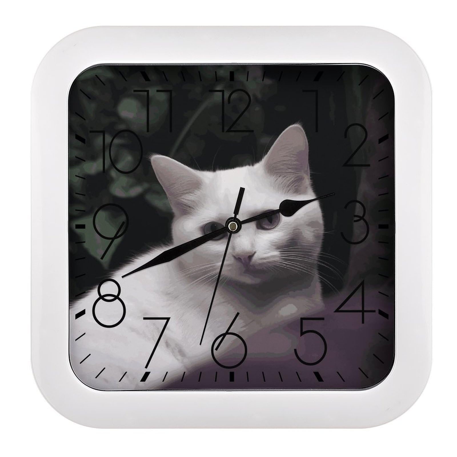 Horloge murale vintage anti tic-tac chat blanc cuisine et chambre