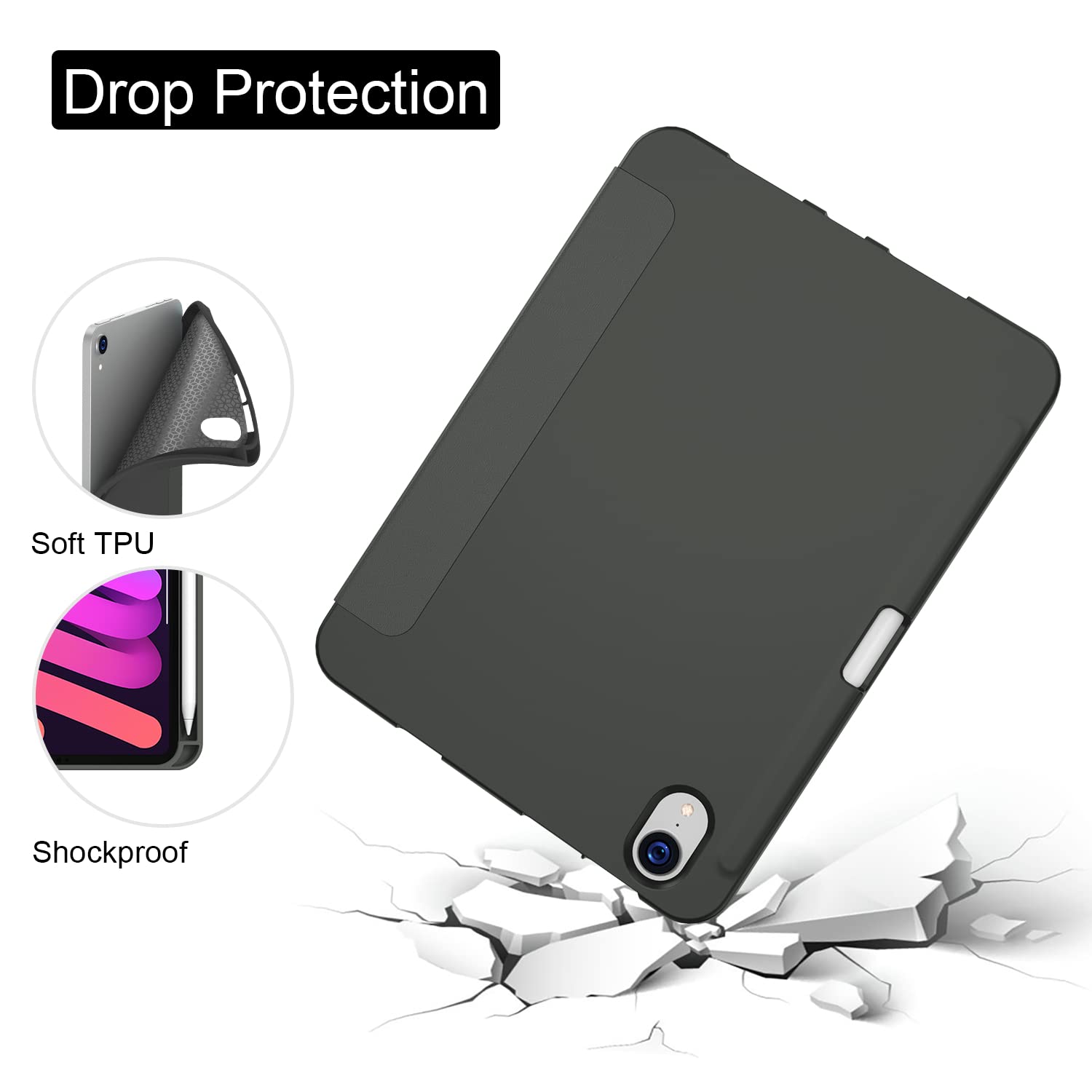 Soke for iPad Mini 7 A17 Pro Case 2024,iPad Mini 6 Case 2021 with