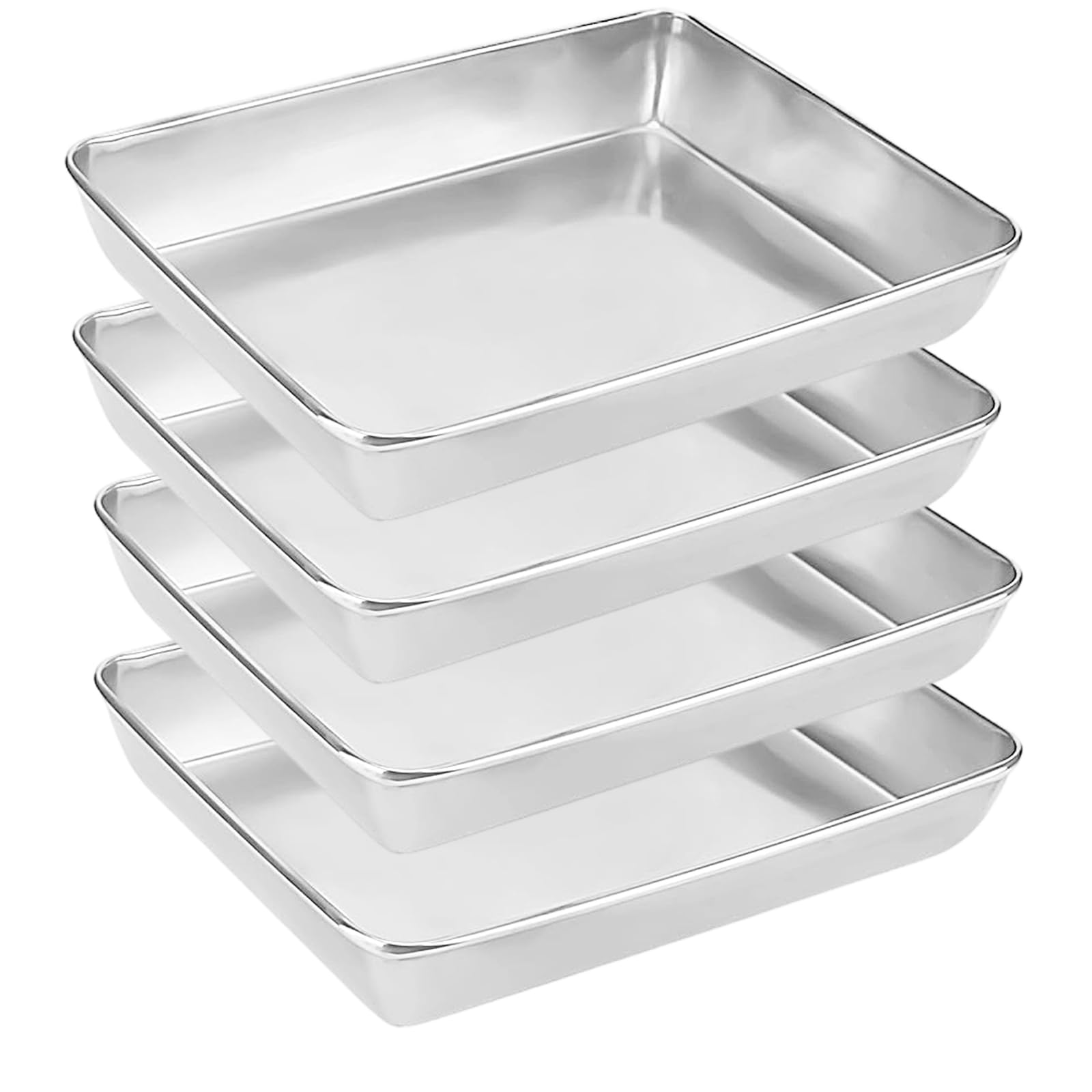 Lot de 4 plaques de cuisson en acier inoxydable de 36,5 x 28 x 5,5 cm, plaque de cuisson en métal, plaque à biscuits profonde, pour cuisson, rôtir, taille du fond 31,5 x 23,5 cm