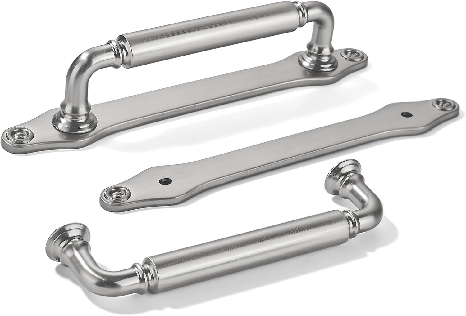 khtumeware 5 Pack 5 Inch Hole Center Brushed Brass Cabinet Pull with Backplate Solid Heavy-Duty Handles with Base Plate Cabinet Pulls for Drawer Sliding Door Charcuterie Board