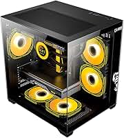 Gabinete Gamer Aquário Lateral Vidro Espaçoso Grande Preto