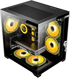 Gabinete Gamer Aquário Lateral Vidro Espaçoso Grande Preto