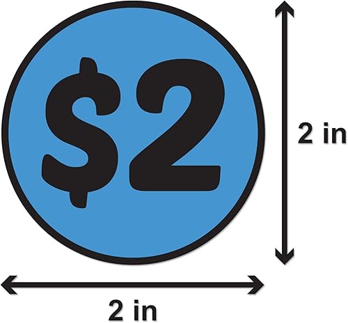 Miniatura 2 de Calcomanías de precio de 2 dólares (2 pulgadas, punto circular azul, 300 etiquetas), calcomanías de 2 dólares para ventas de garaje, ventas de patio