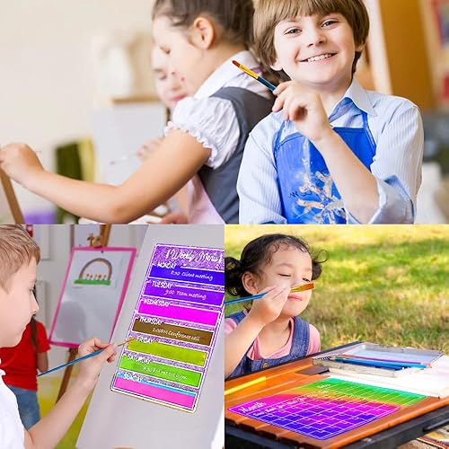 Miniatura 6 de FineGood - Moldes de resina con pincel de pintura, calendario de resina, kit de resina de silicona, planificador de semana mensual, moldes de