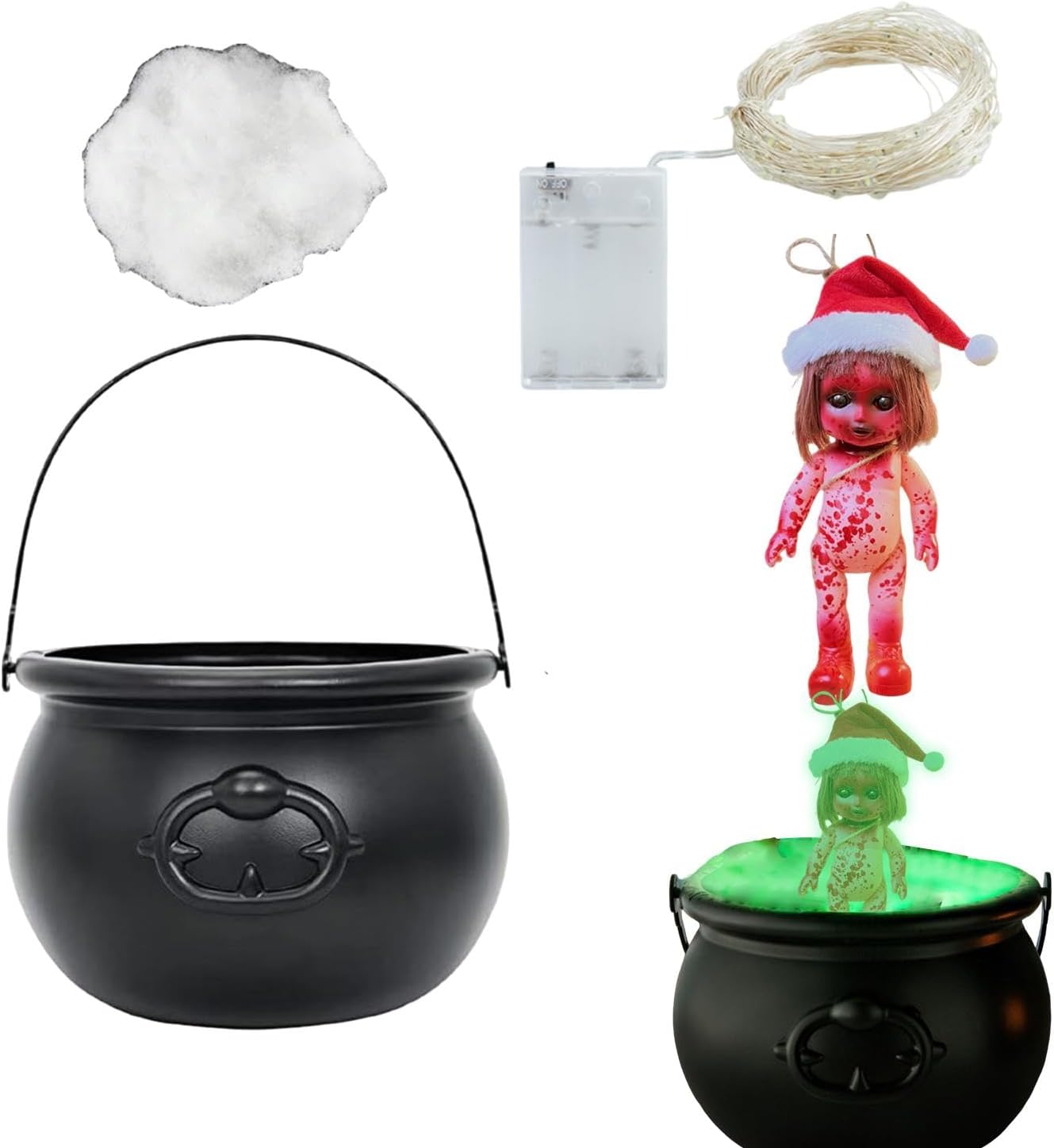 魔女の大釜フォグメーカー、大釜装飾 | 黒の装飾 | 玄関テーブル、ハロウィーンパーティー、テレビキャビネット、暖炉用の丈夫な構造の