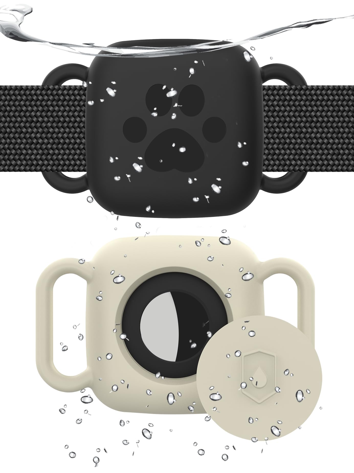 2 Pack Dog Collar Holder Compatible with Tile Mate 2022 2024 Tracker, Waterproof Anti-Scratch Finder Protective Cover for Tile Tracker, Silicone Case Accessories for Pets Dog Cat(Black Grey)-image-36