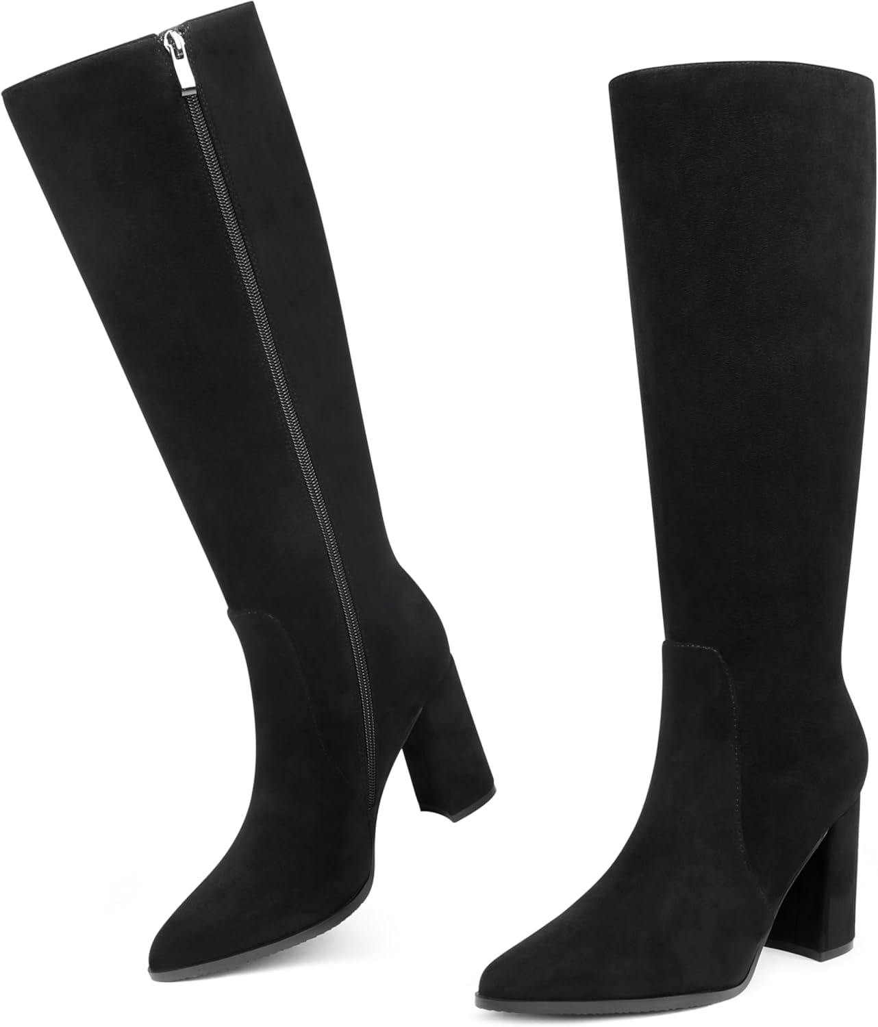 Zzheels Go Go Boots for Women Chunky Tall Boots Closed Toe Boots for Women Knee High with Side Zipper - Image 4