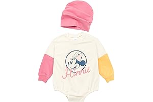Disney Junior Baby Girls' Oversized French Terry Romper and Hat