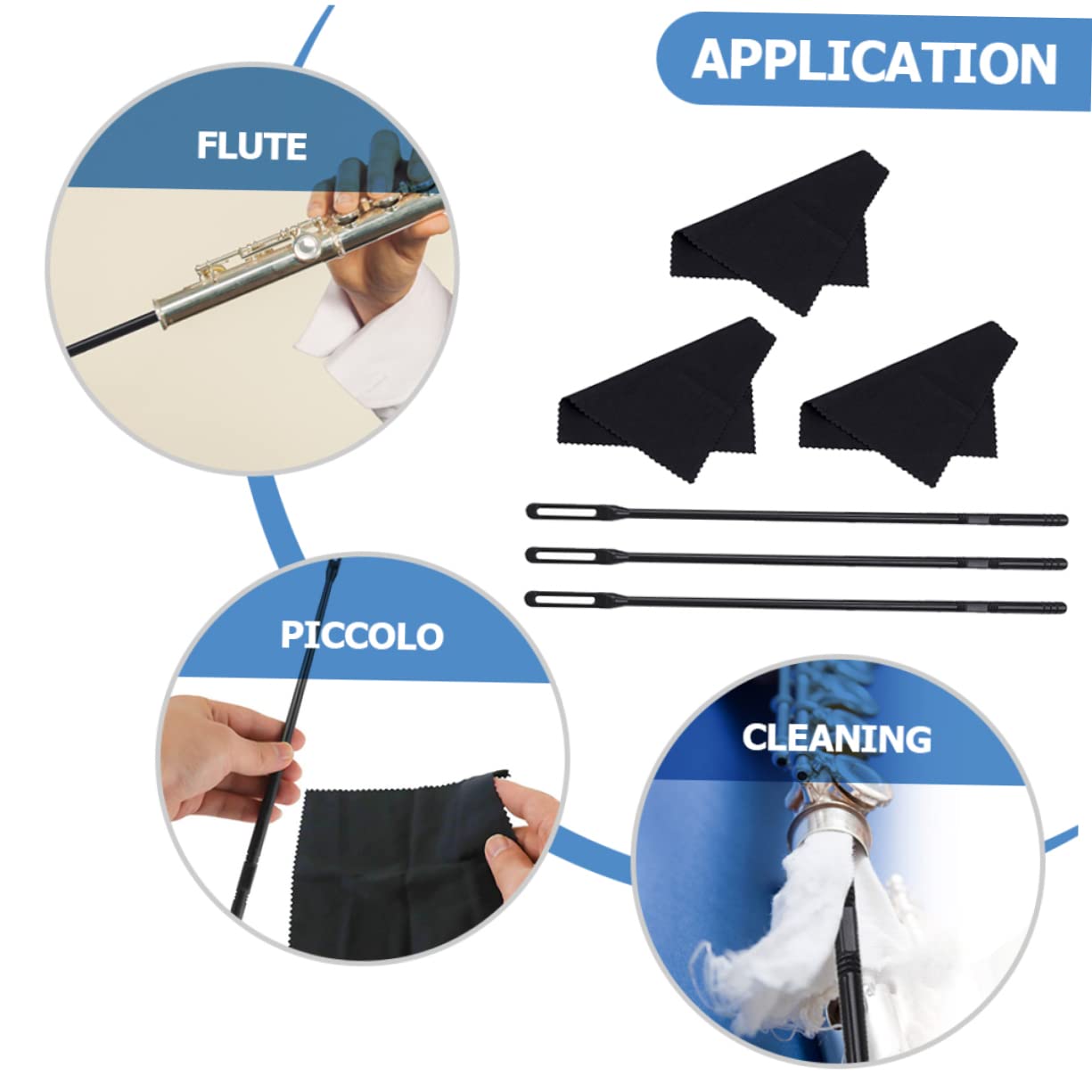 Milisten Flute Cleaning Supplies Flute Cleaning Rod Cloth Set for Efficient Maintenance