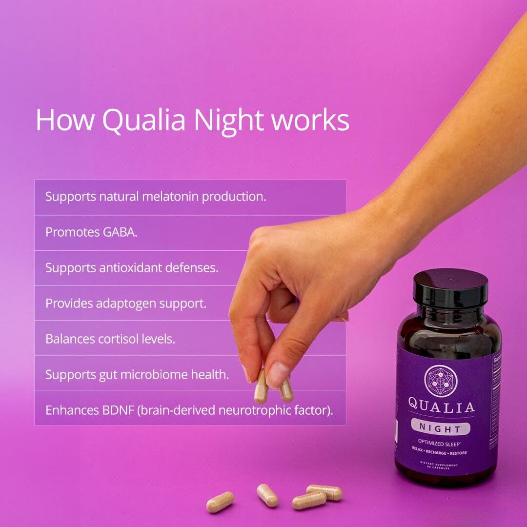 Qualia Life Sciences Qualia Night Sleep Aid | Non-Habit Forming | Science-Backed Supplement for Deep Refreshing Sleep | Melatonin-Free, Vegan, Non-GMO, Gluten-Free 80 Count | (1 Month Supply) — Amazon image 4