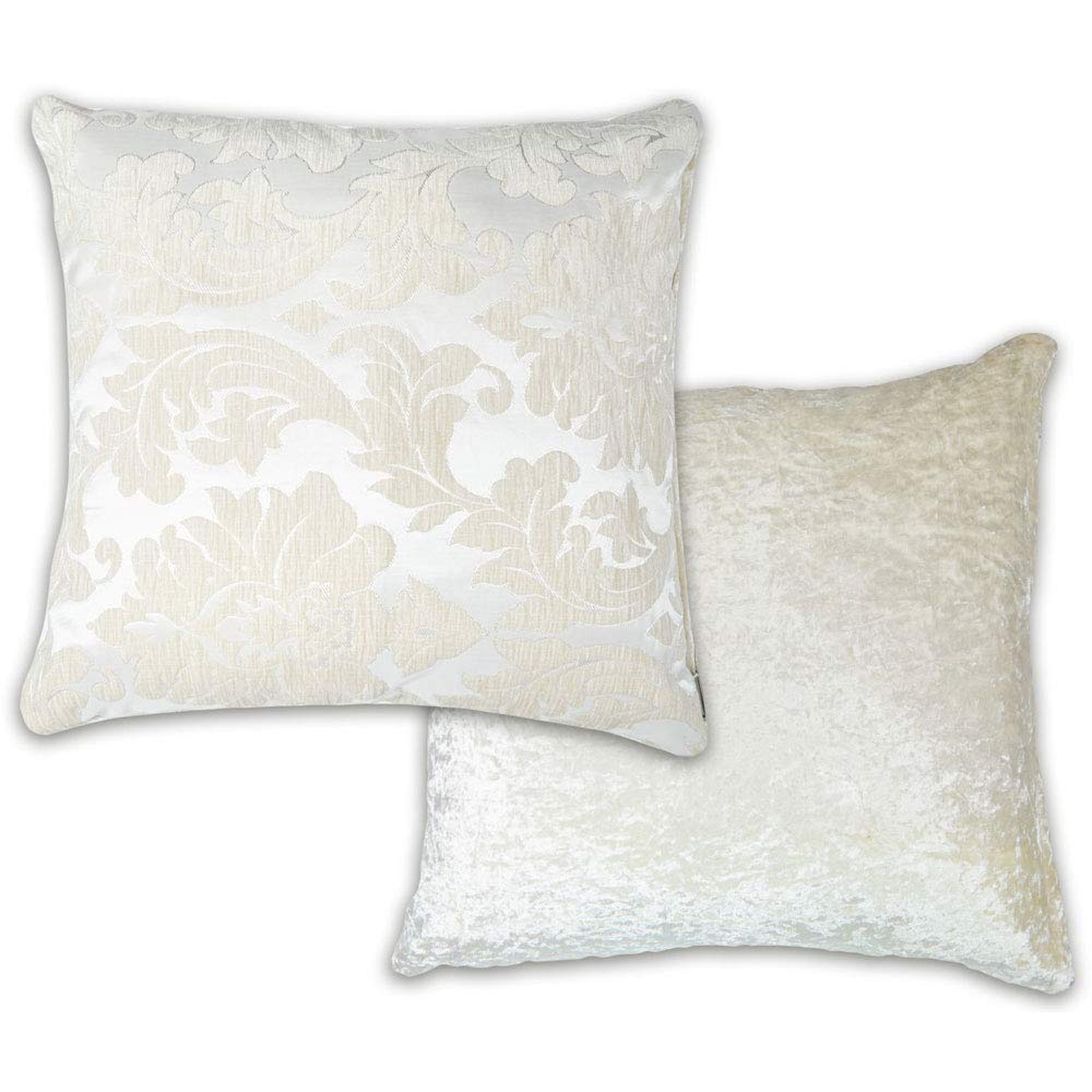 Emma Barclay Damask - Luxury Chenille Jacquard Cushion Cover in Ivory - 17x17 (43x43cm)