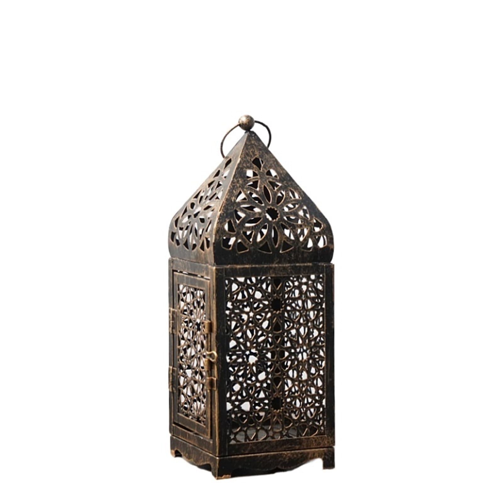 Decorative Lanterns Vintage Decorative Metal Candle Holder Hanging Lantern With Hollow For Living Room Garden Parties Events Indoors Outdoors(S)