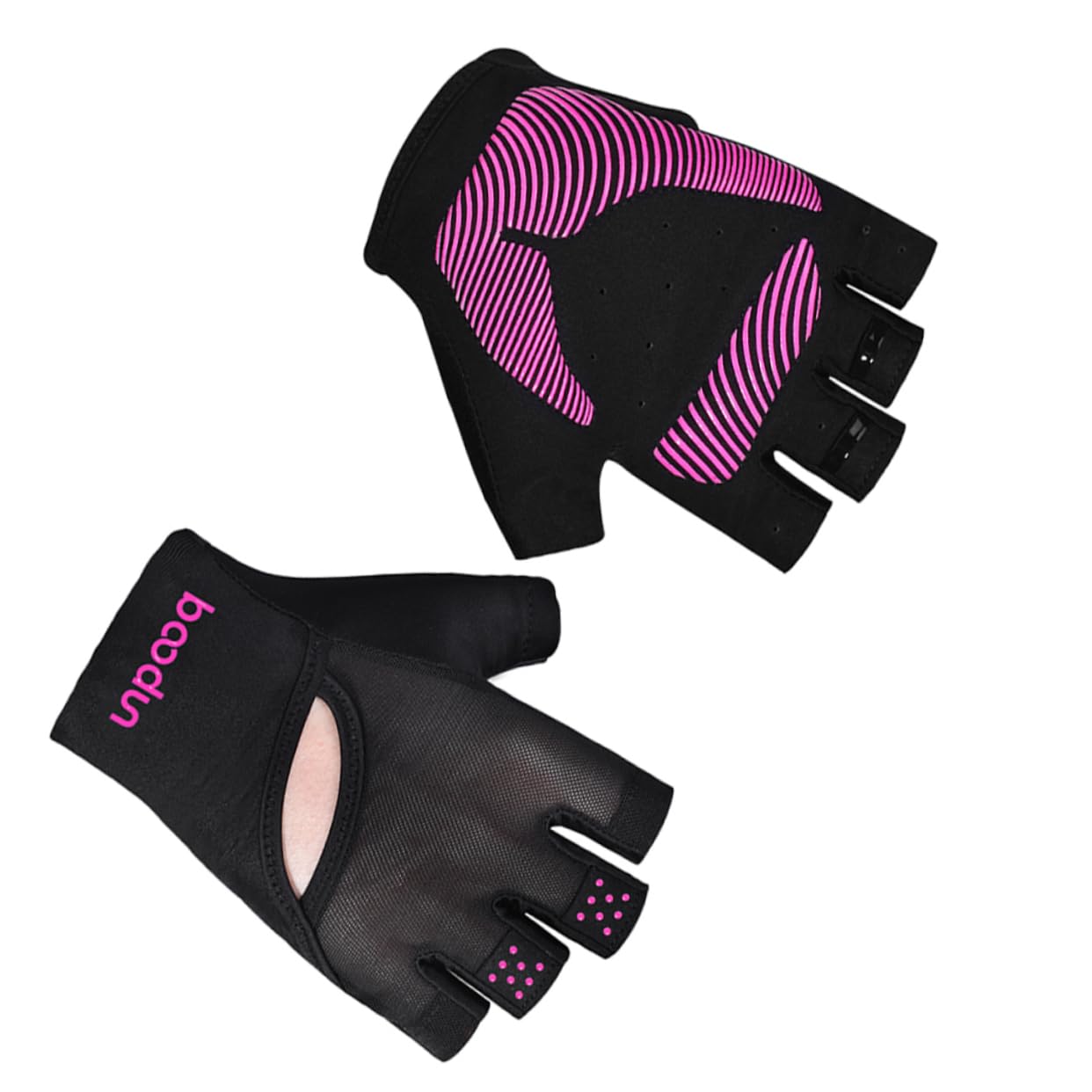 INOOMP 2pezzi Guanti Da Palestra Antiscivolo Per Fitness e Yoga Guanti Mezza Dita s Per Uomini e Donne Per Sport All Aperto e Attività Fitness Nero Rosa