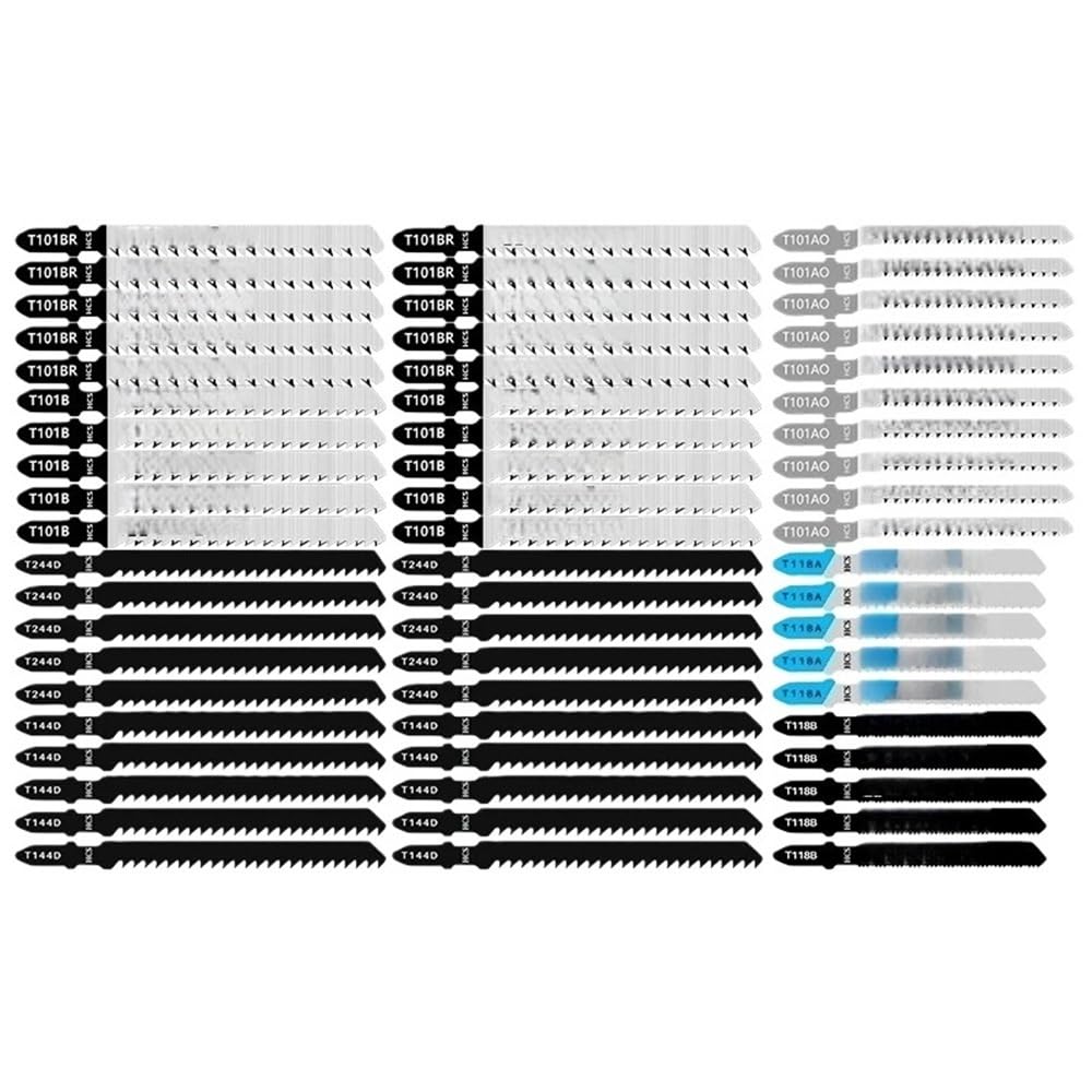 Kit di lame for seghetto alternativo con codolo a T da 60 pezzi/set for legno, metallo, PVC, lama da taglio di precisione in acciaio al carbonio 76/82/100mm