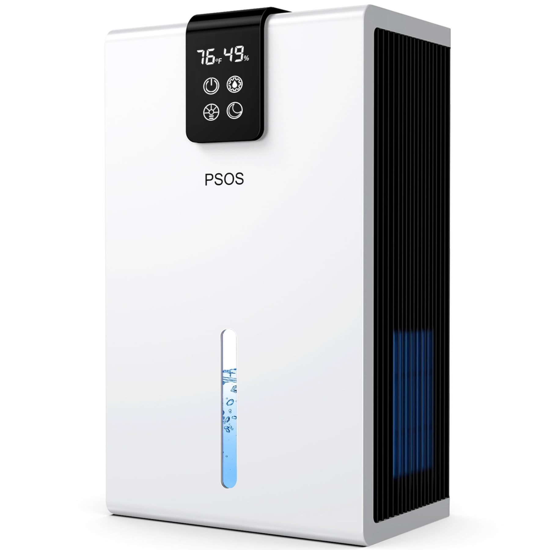 PSOS Dehumidifier, Dehumidifiers for Home, 98OZ Water Tank, (1000 sq.ft) Quiet Dehumidifier for Basement Bathroom Bedroom with Humidity Display, Relaxing 7 Color Ambient Light, Auto Shut Off(White)