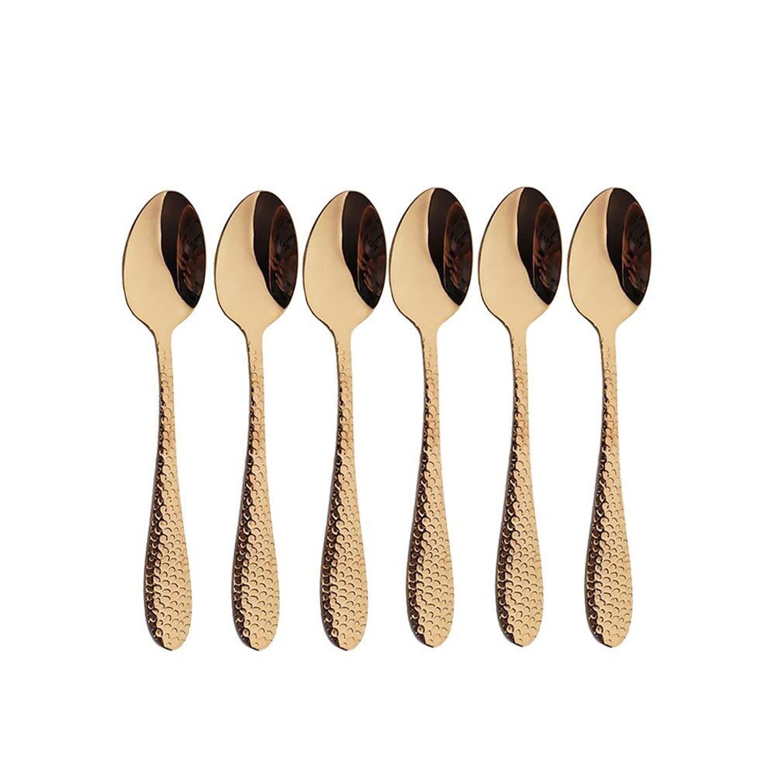 FVCTGHZ Christmas Wreath Teaspoons Set, 6 Pieces Stainless Steel Small Dessert Tea Spoons, 5.3 Inch Demitasse Espresso Tea Spoons for Home, Kitchen or Restaurant, Mirror Polished, Black(Copper)
