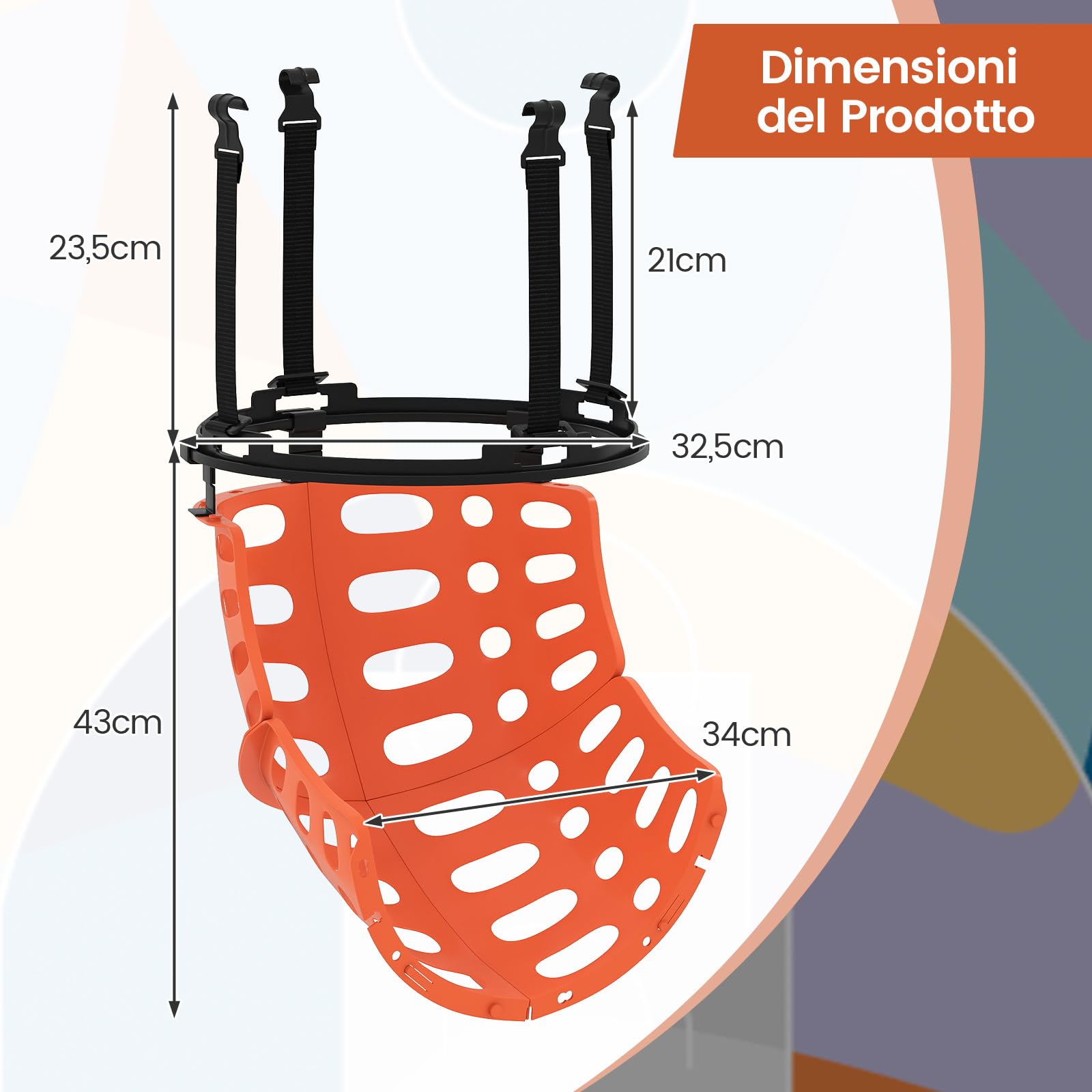 Sistema Di Ritorno Palla Basket COSTWAY 360° Con 4 Ganci – Allenamento Tiro Per Adulti E Bambini