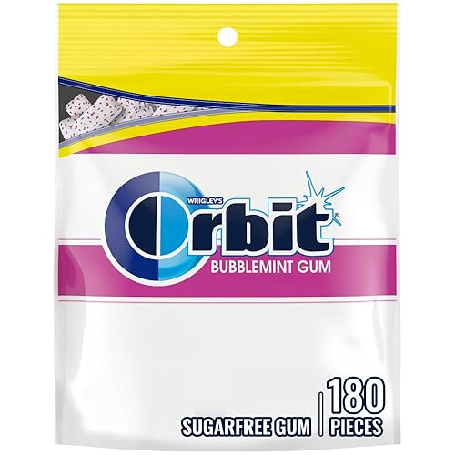 ORBIT Bubblemint - Goma de mascar sin azúcar bolsa resellable de 88 onzas 180 piezas