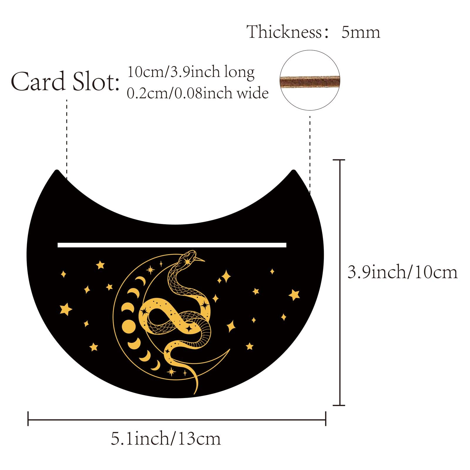GORGECRAFT 5 x 4 Inch Wooden Tarot Card Stand Black Moon Shaped Tarot Card Altar Display Holder for Witch Divination Tools Tarot Decor Wiccan Supplies, Moon Phase and Snake