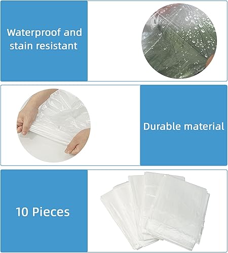 Miniatura 7 de Aykksu 10 paños de plástico para gotaspaños de polietileno transparente para lona de pintura de plástico, funda impermeable para muebles y funda de