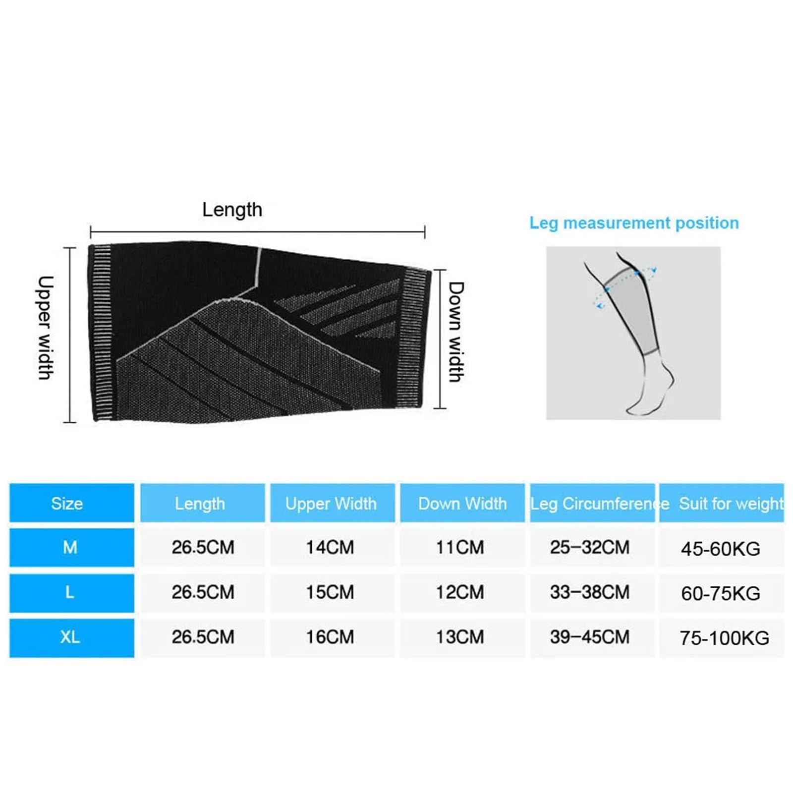 Mangas de compresión for pantorrillas for Hombres y Mujeres. Calcetines de compresión for piernas. Adecuadas para Fitness, Ejercicio y Bipedestación(1 Pair Black,M)