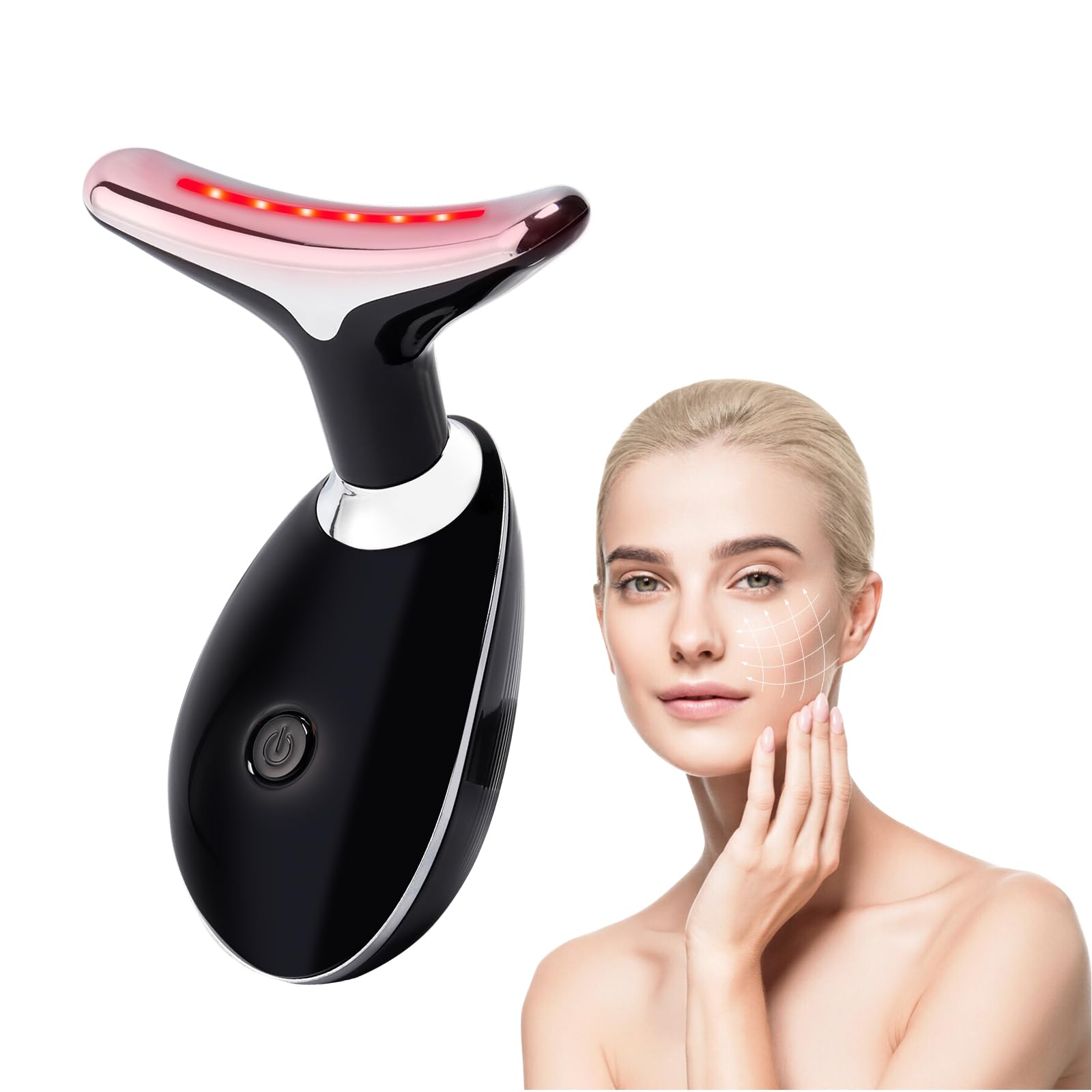 Dispositivo de masaje facial, terapia de luz roja, 3 modos, dispositivo de masaje antiarrugas a 45°C para el reafirmante de la piel y el levantamiento del cuello