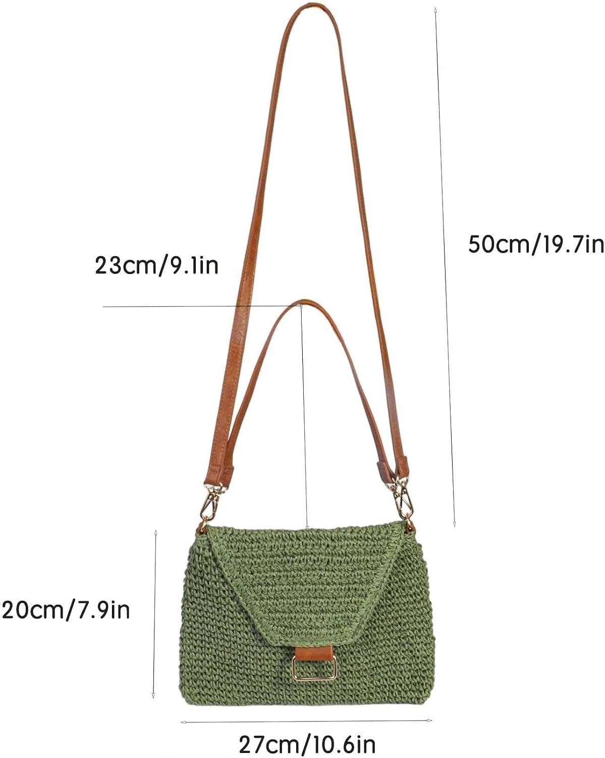 Eiyye Straw Crossbody Purse for Women Handwoven Shoulder Bag Green